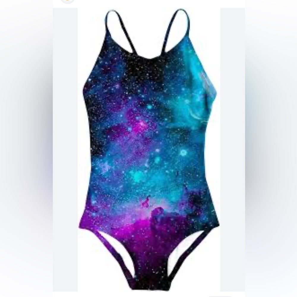 Girls One Piece‎ Swimsuits Blue Halter Swimwear Bathing Suit NWOT Size L